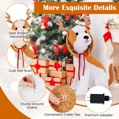 Goflame Lighted Christmas Dog, Indoor Outdoor Puppy Decoration w/LED Lights