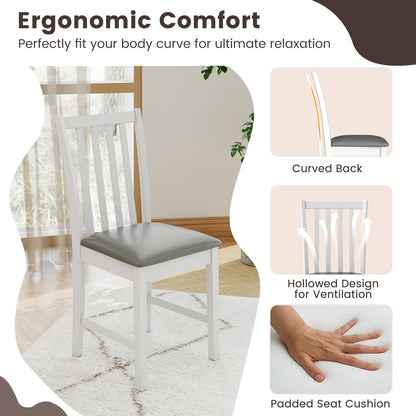 Goflame Wooden Dining Chairs Set of 2/4 Faux Leather Upholstered Kitchen Chair w/Rubber Wood Legs