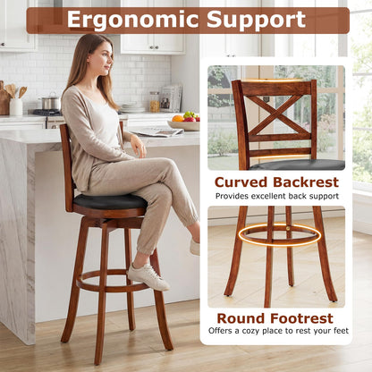 Goflame 30.5 Inch Bar Height Chairs Stools Set of 2/4 with PU Faux Leather Upholstered Seat