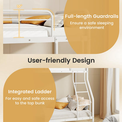 Goflame Metal Bunk Beds Twin Over Full Size, Heavy Duty Bunk Bed for Teens Adults with Ladder & Guardrails