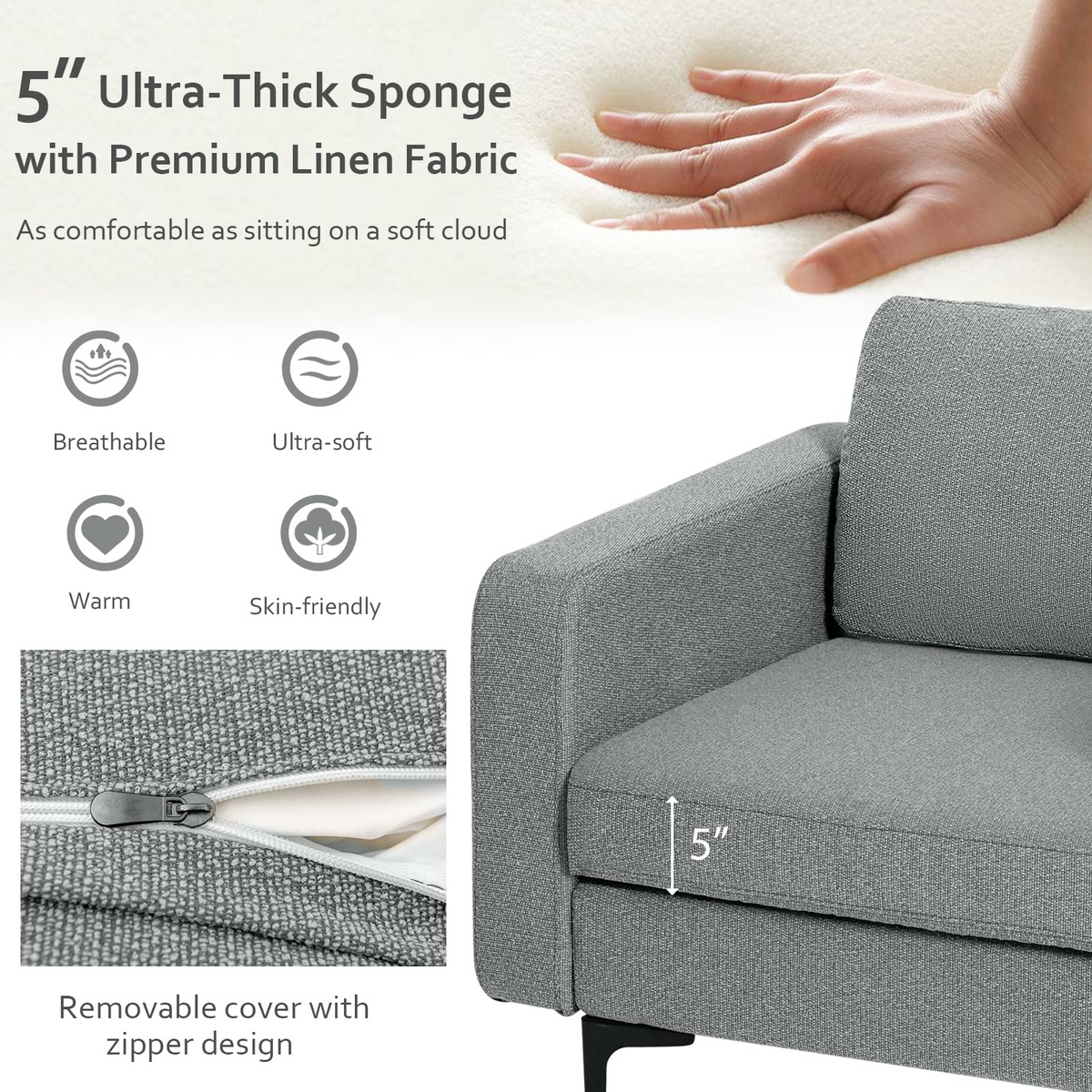 Goflame Modern Accent Chair w/Comfy Thick Cushion, Magazine Pockets