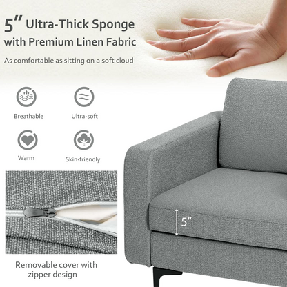 Goflame Modern Accent Chair w/Comfy Thick Cushion, Magazine Pockets