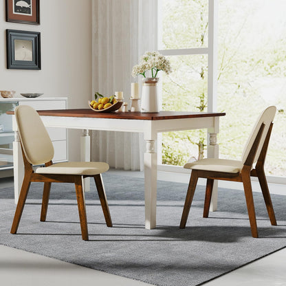 Goflame Wooden Dining Chair Set of 2/4 Mid-Century Modern Upholstered Side Armless Chair