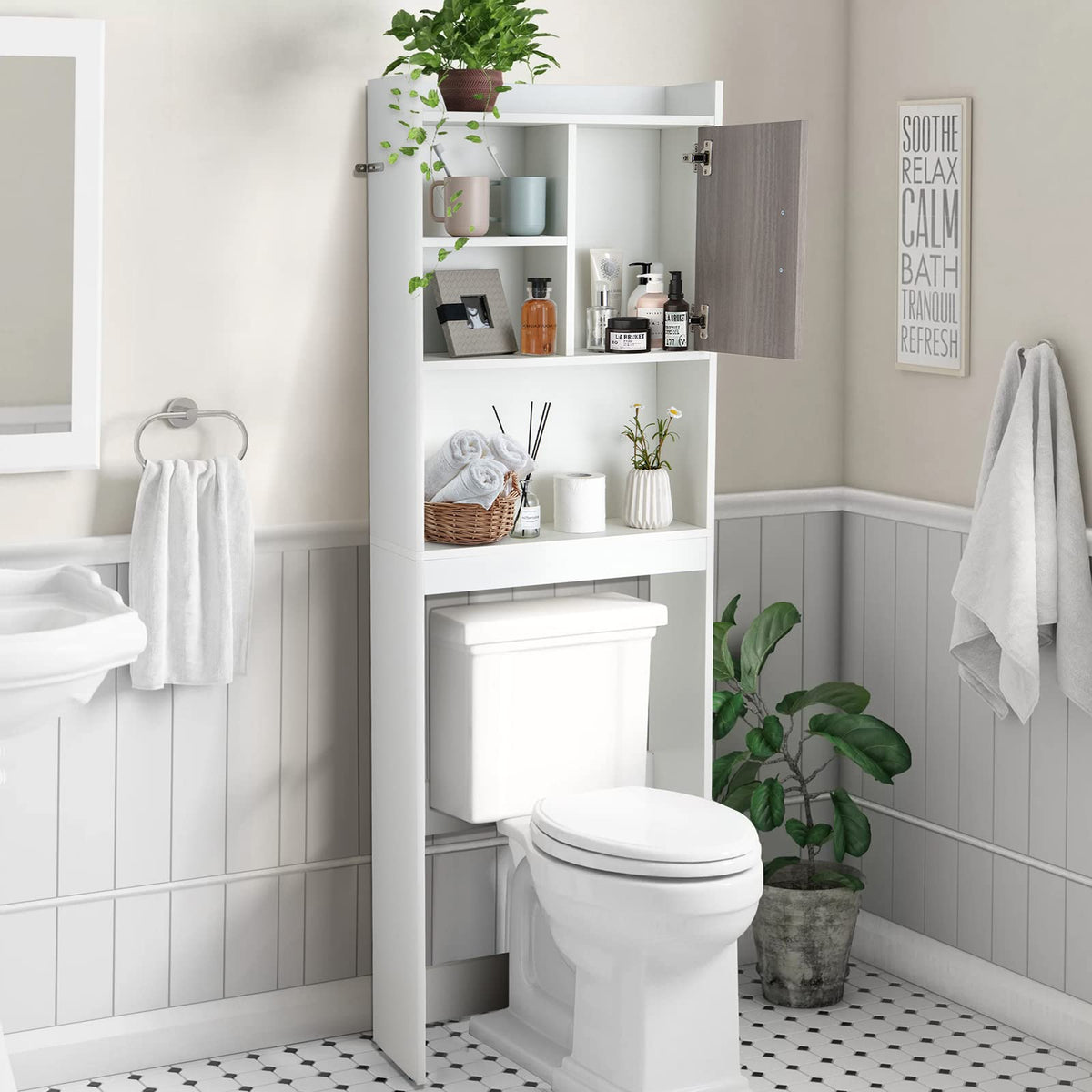 Goflame Over-The-Toilet Space-Saving Storage Cabinet