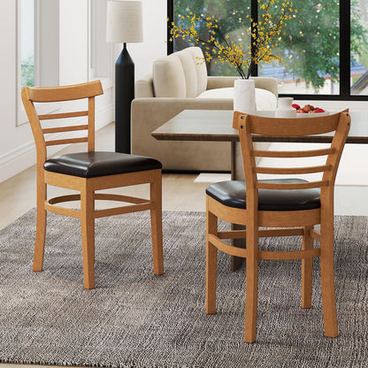Goflame Wooden Dining Chairs Set PU Leather Upholstered Kitchen Chair w/Rubber Wood Legs