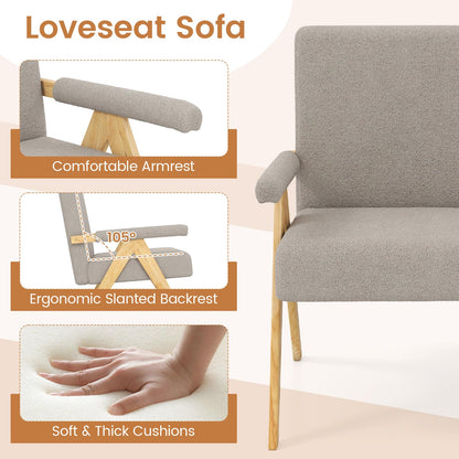 Goflame Loveseat Sofa with Armrests and Wooden Legs