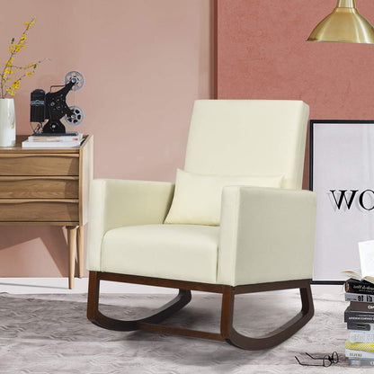 Goflame Upholstered Rocking Chair, Modern High Back Armchair