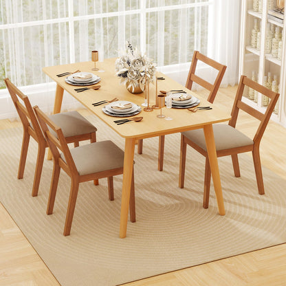 Goflame Wooden Dining Chairs Set of 2/4 Farmhouse Upholstered Kitchen Chairs with Rubber Wood Legs & Fabric Padded Seat