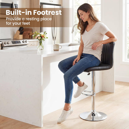 Goflame Modern Faux Leather Counter Height Barstools Set of 2/4 with Back and Footrest