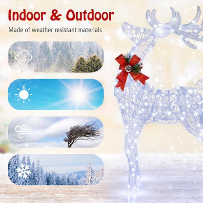 Goflame Lighted Christmas Reindeer | 4.4 FT Pre-Lit Xmas Holiday Decoration