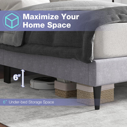 Goflame Queen Size Upholstered Platform Bed