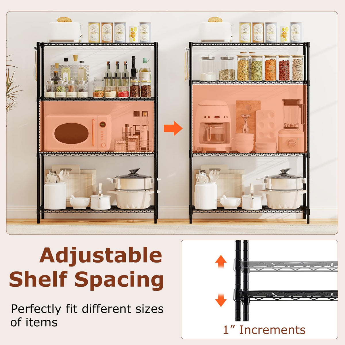 Goflame 4-Tier/5-Tier Metal Storage Shelving Unit with V-Shaped Wire Rack