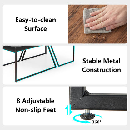 Goflame Stacking Coffee Table Set of 2, Black & Brown Modern Side Table
