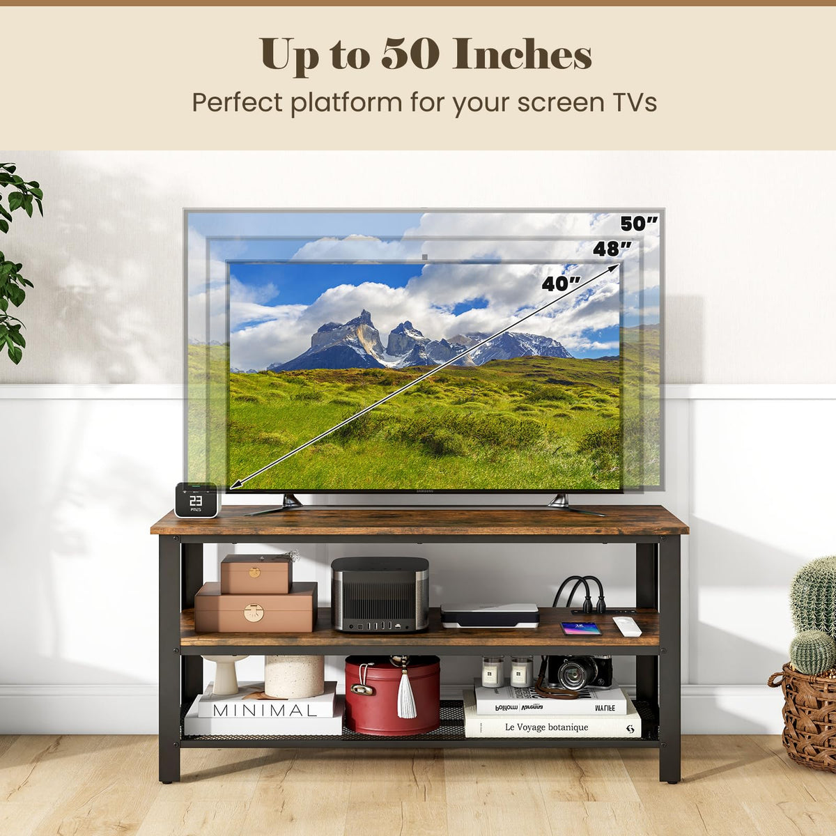 Goflame TV Stand for Bedroom, Entertainment Center for TVs up to 50”