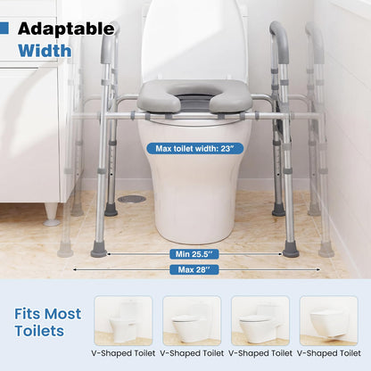 Goflame Raised Toilet Seat with Handles | Toilet Seat Riser for Seniors w/Padded Arms