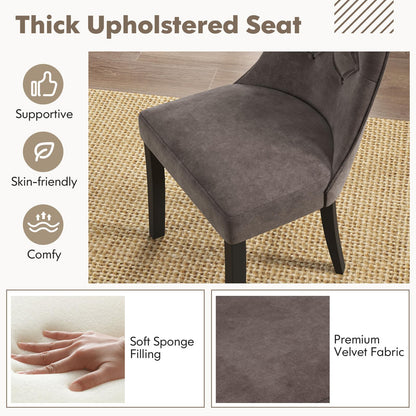 Goflame Tufted Dining Chairs, Upholstered Kitchen Chairs w/High Backrest, Rubber Wood Legs