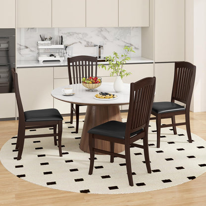 Goflame Set of 2/4 Wooden PU Leather Upholstered Dining Chairs