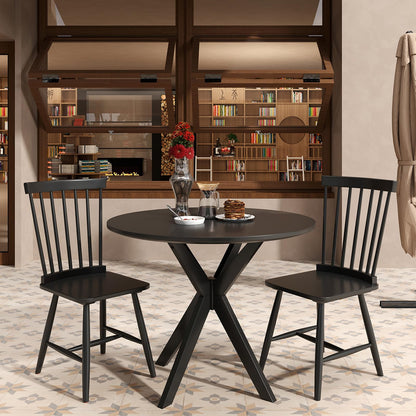Goflame Windsor Dining Chairs Set of 2/4 Black, w/Wide Seat & Spindle Back, Max Load 400 Lbs