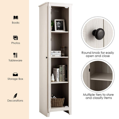 Goflame Tall Storage Cabinet Freestanding Floor Storage Tower with Four Shelves and Single Door