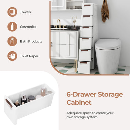 Goflame Storage Cart, Narrow Plastic Dresser, Rolling Organizer Cart for Office Classroom Bedroom