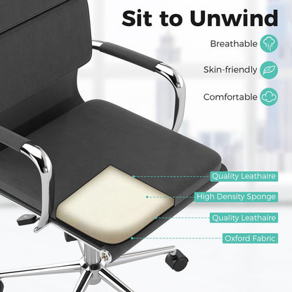 Goflame Ergonomic Office Chair Mid Back Fabric Desk Chair with Armrest