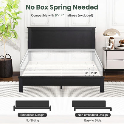 Goflame Queen/Full/Twin Size Wood Platform Bed Frame with Headboard, Mid Century Bed Frame with Solid Wood Legs & Wooden Slat Support
