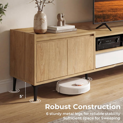 Goflame Modern TV Stand for 80" Television with Open Shelf