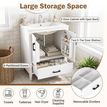 Goflame 24.5" Bathroom Vanity with Ceramic Sink Combo