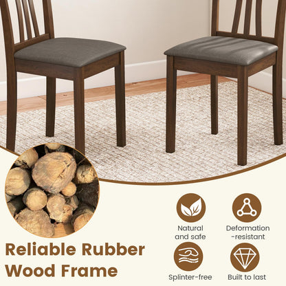 Goflame Wooden Dining Chairs Set of 2/4 Linen Fabric Upholstered Kitchen Armless Chair