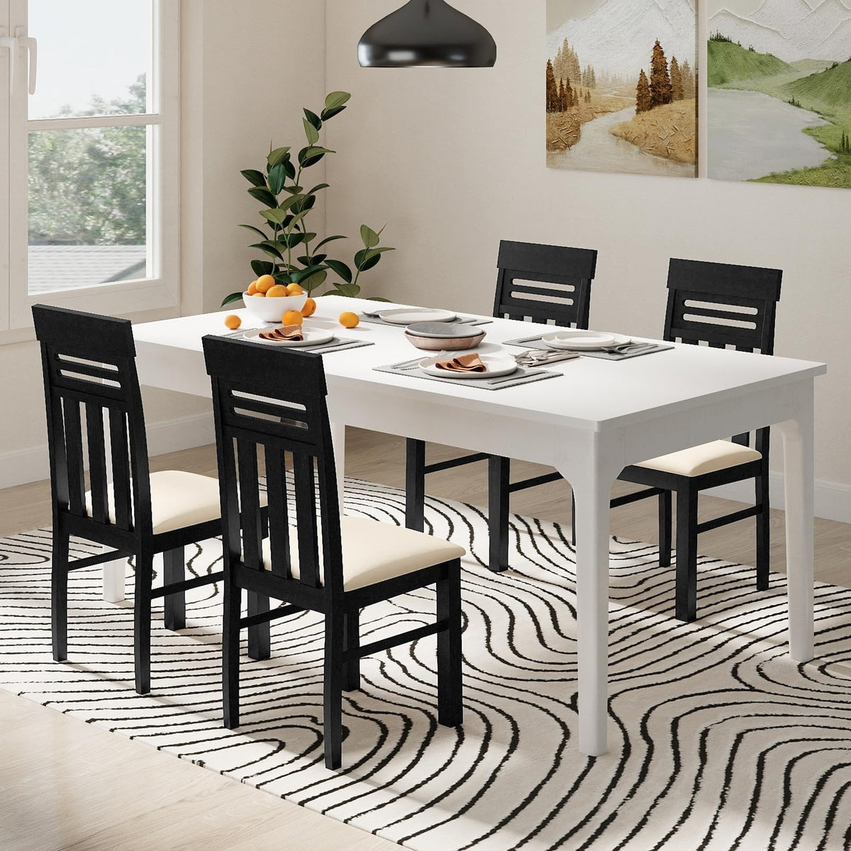 Goflame Wooden Dining Chairs Set of 2/4 for Kitchen Living Room