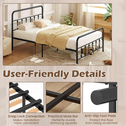 Goflame King/Queen/Full Size Metal Platform Bed Frame, Victorian Style Platform Bed with Headboard & Footboard