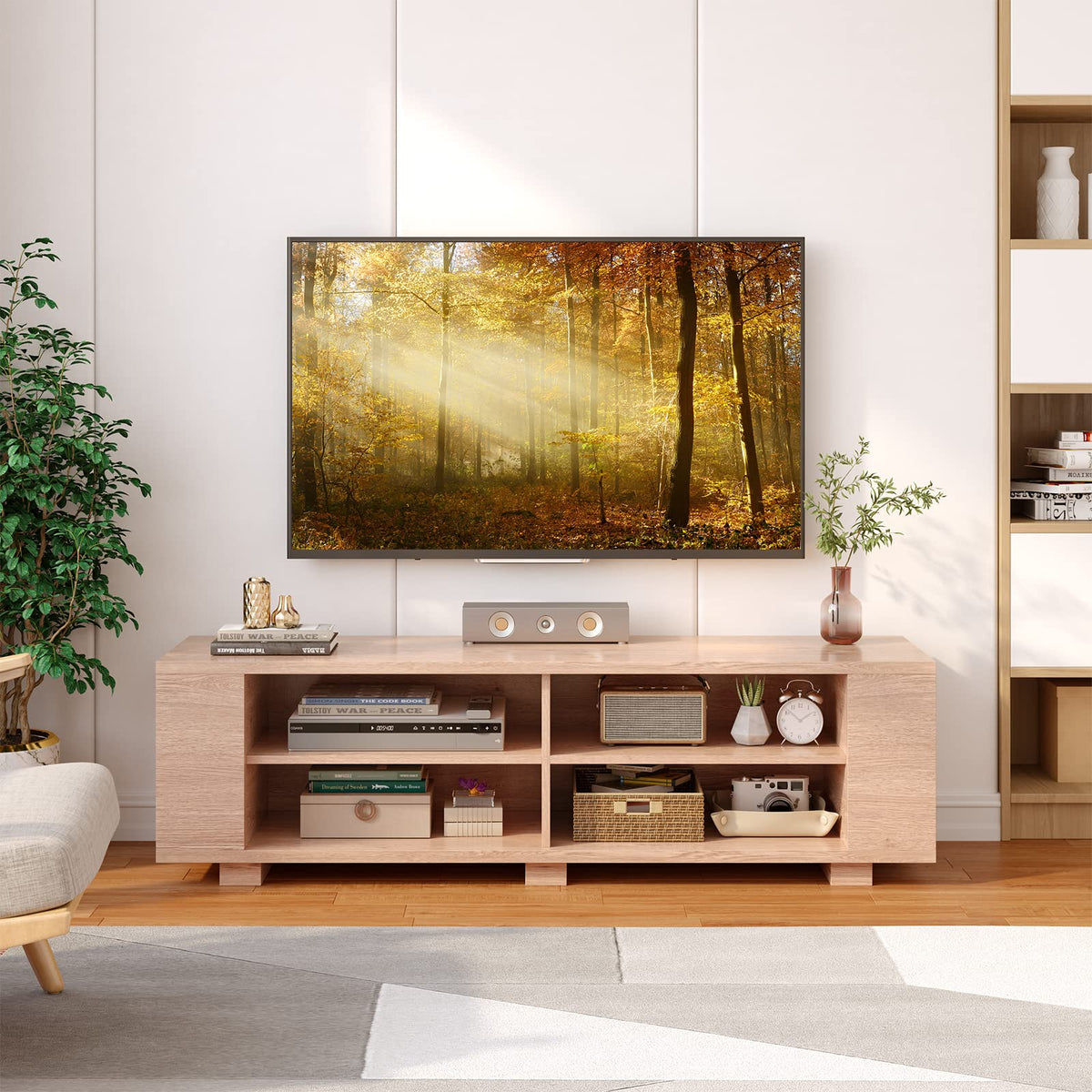 Goflame TV Stand Entertainment Center - Farmhouse Television Table up to 65 Inches TVs, 7 Colors