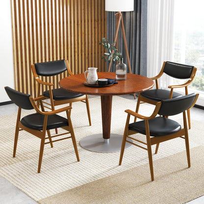Goflame Wooden Dining Chairs Set of 2/4, PU Leather Upholstered Kitchen Chairs w/Padded Seat & Back