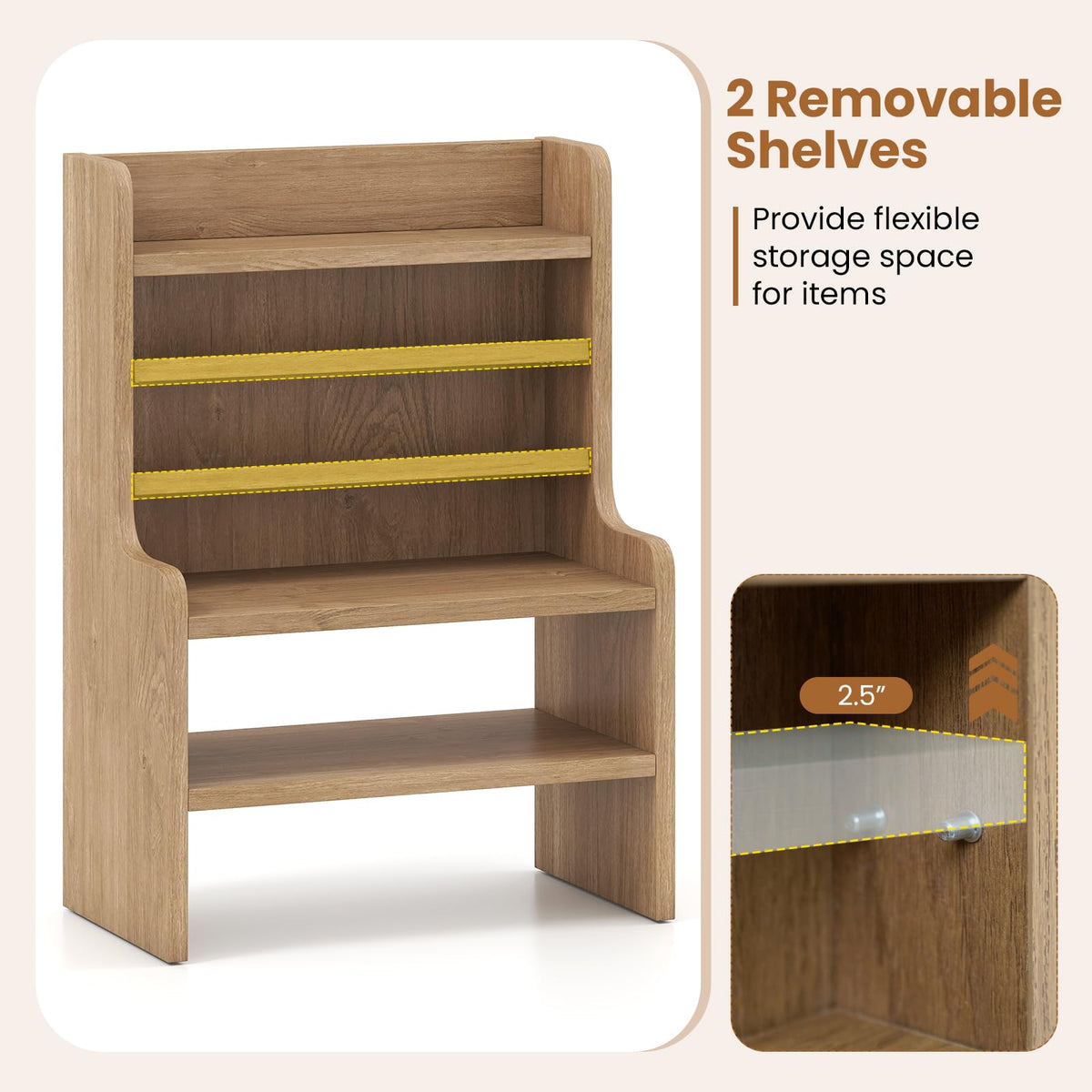 Goflame Desktop Bookshelf | 16.5" Desk Hutch Dorm with Open Cubes