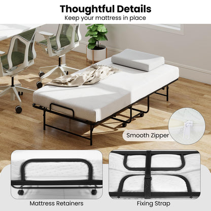 Goflame Twin Folding Bed Frame with Mattress