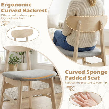 Goflame Wooden Dining Chairs Set of 2/4 Upholstered Kitchen Chairs with Rubber Wood Legs