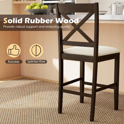Goflame 24" Farmhouse Bar Stools | Cross Back Counter Height Chairs with Padded Linen Upholstered Seat (2/4)