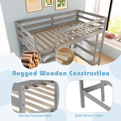 Goflame Loft Bed with Desk & Bookshelves