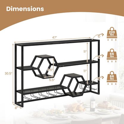 Goflame Wall Mounted Wine Rack 47” Large Floating Bar Shelves