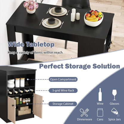 Goflame Counter Height Bar Table with Storage Cabinet