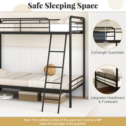 Goflame Metal Bunk Bed Twin Over Twin, Heavy Duty Twin Bunk Beds with Inclined Ladder & Safety Guardrails