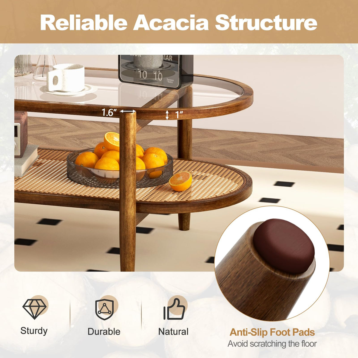 Boho Rattan Coffee Table - Goflame