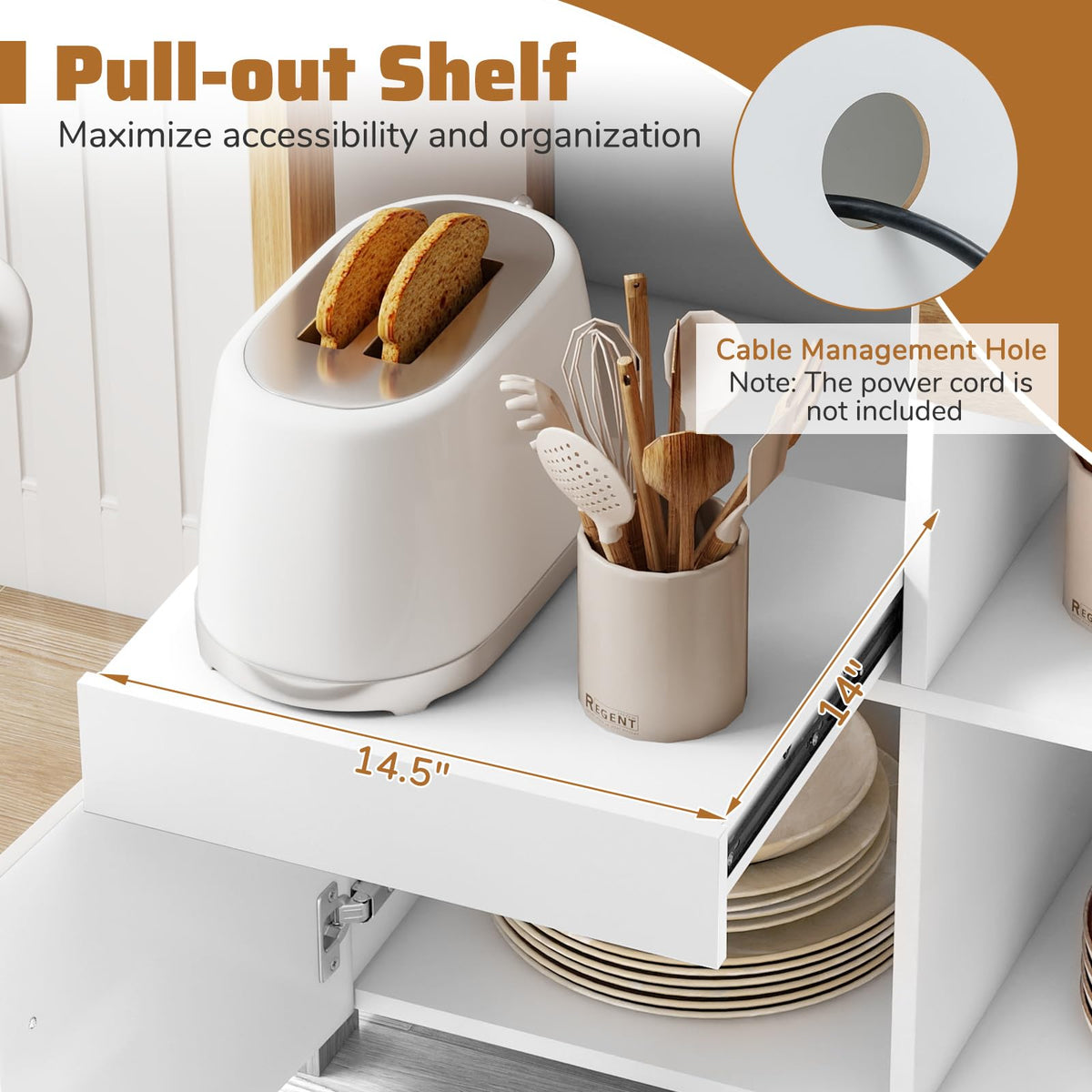 Goflame Buffet Sideboard with Pull-Out Shelf