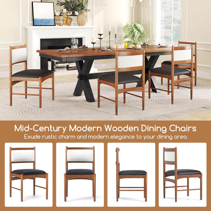 Goflame Wooden Dining Chairs, Upholstered Kitchen Chairs w/Rubber Wood Frame & Faux Leather Padded Seat