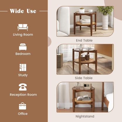 Rattan Round End Table - Goflame