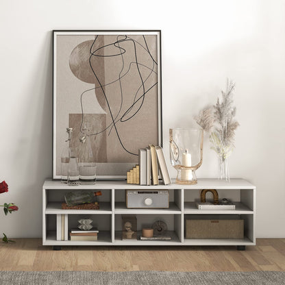 Goflame TV Stand with Cube Storage - TV Console Cabinet w/ 6 Open Compartments