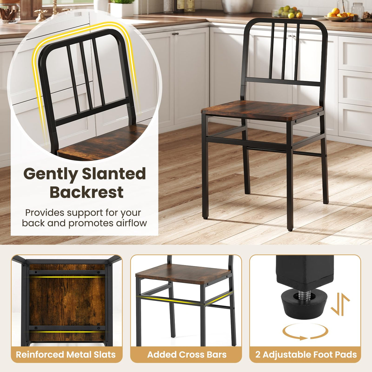 Goflame 40-Inches Round Kitchen Table & Chairs with Storage Rack & Metal Frame