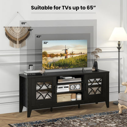 Goflame TV Stand for TVs up to 65”, Entertainment Center with 3-Position Adjustable Shelves