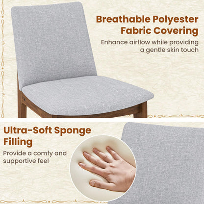 Goflame Upholstered Dining Chairs Set of 2/4, Linen Fabric Wooden Kitchen Chairs w/Rubber Wood Frame