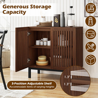 Goflame Sideboard Buffet Cabinet | 32" Farmhouse Coffee Bar with Slatted Doors
